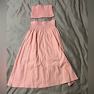 Ruffle Hem Pink Skirt Set
